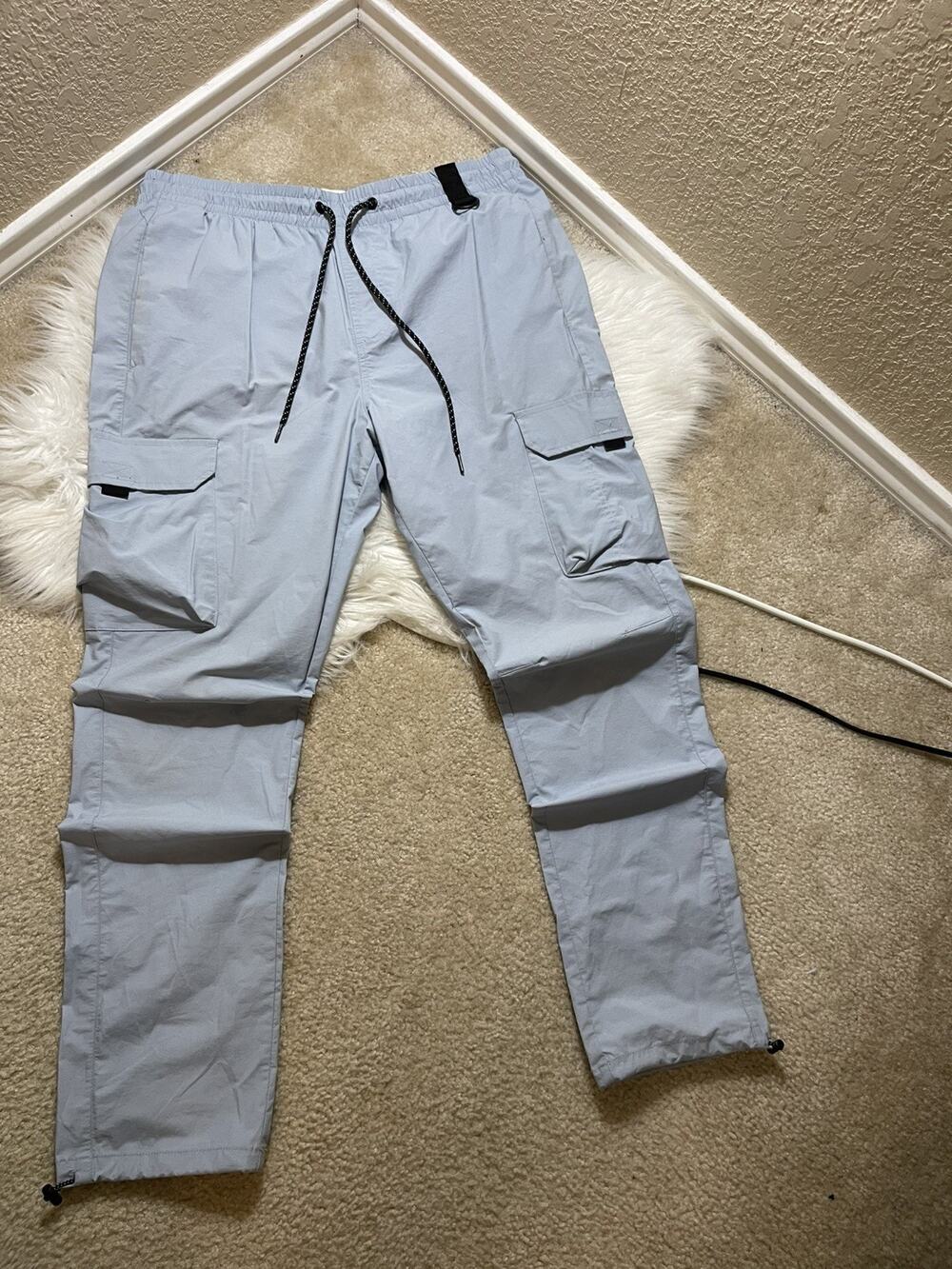 PacSun Pants Men’s Large Light Blue Cargo Joggers Drawstring
